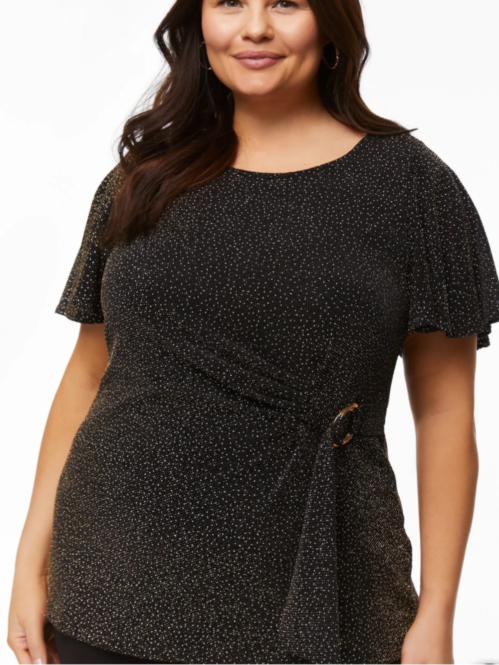NWT Laura short sleeve buckle detail Top